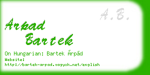 arpad bartek business card